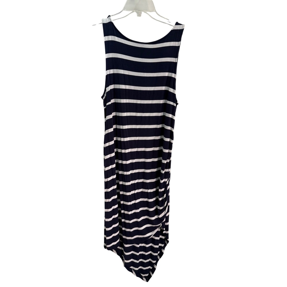 Buffalo David Bitton Navy White Striped Asymmetrical Tulip Hem Midi Dress XL